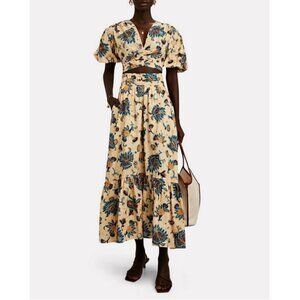 💕A.L.C.💕 Rylan Printed Puff Sleeve Top & Lucie Floral Maxi Skirt  ~ Apricot 2